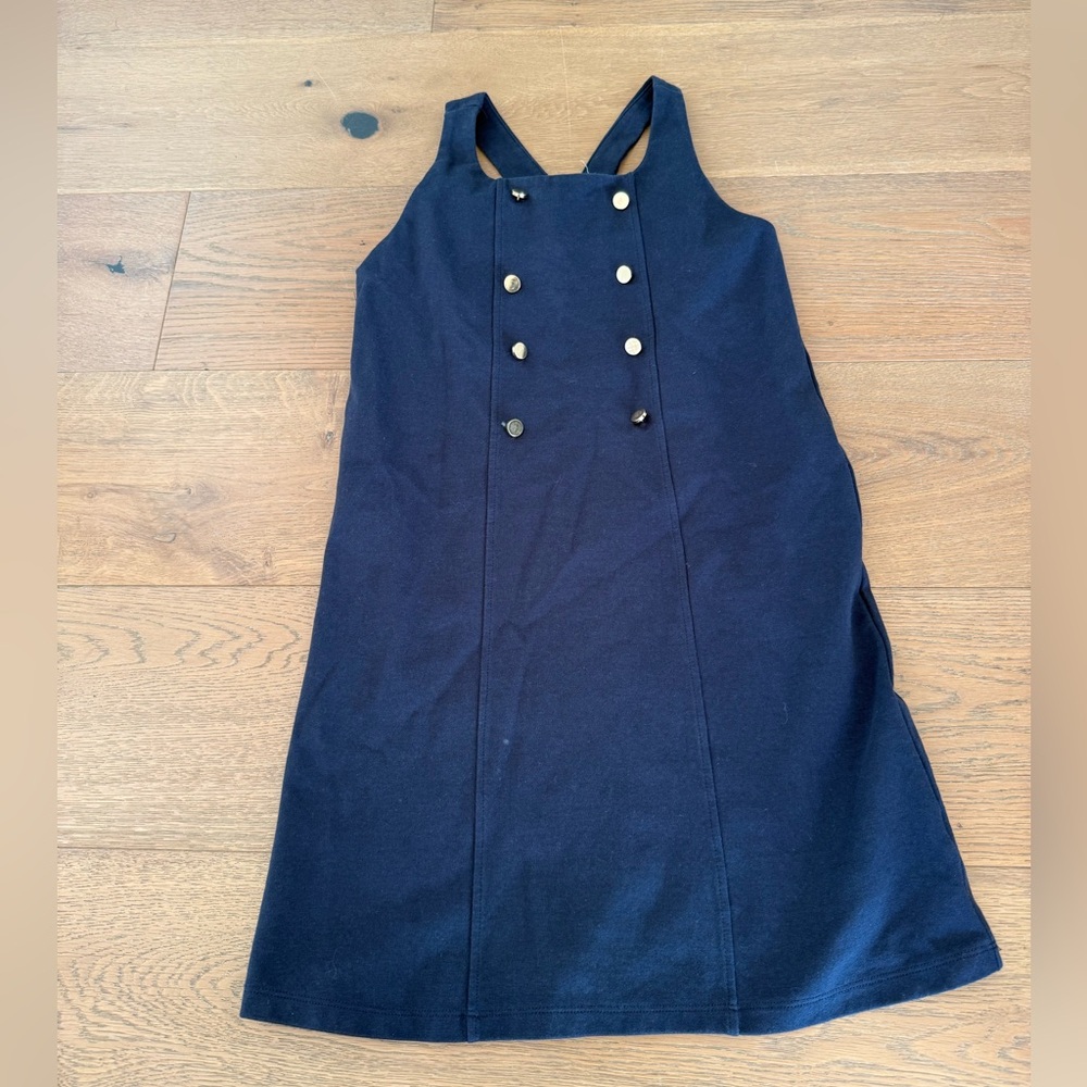 Kids Hope & Henry Navy Blue Sleeveless Dress with Button Accents